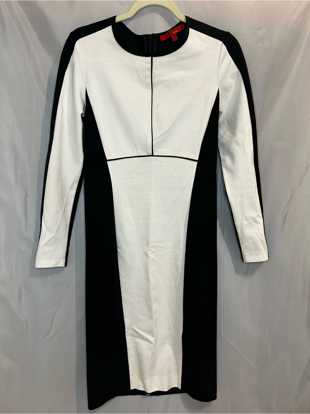 Narciso Rodriguez Black and White Long Sleeve Sheath Dress